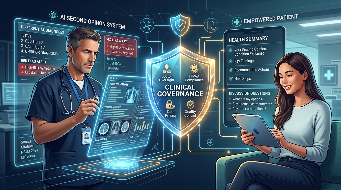AI Second Opinion for Doctors and Patients: Advancing Diagnostic Precision Under Strict Clinical Governance
